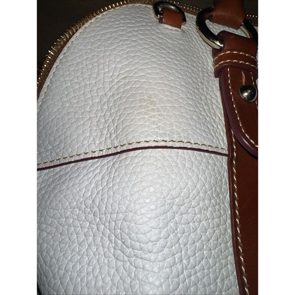 Dooney & Bourke Aubrey Cream Brown Pebble  Leather Tassel Satchel Handbag *READ - Picture 5 of 12